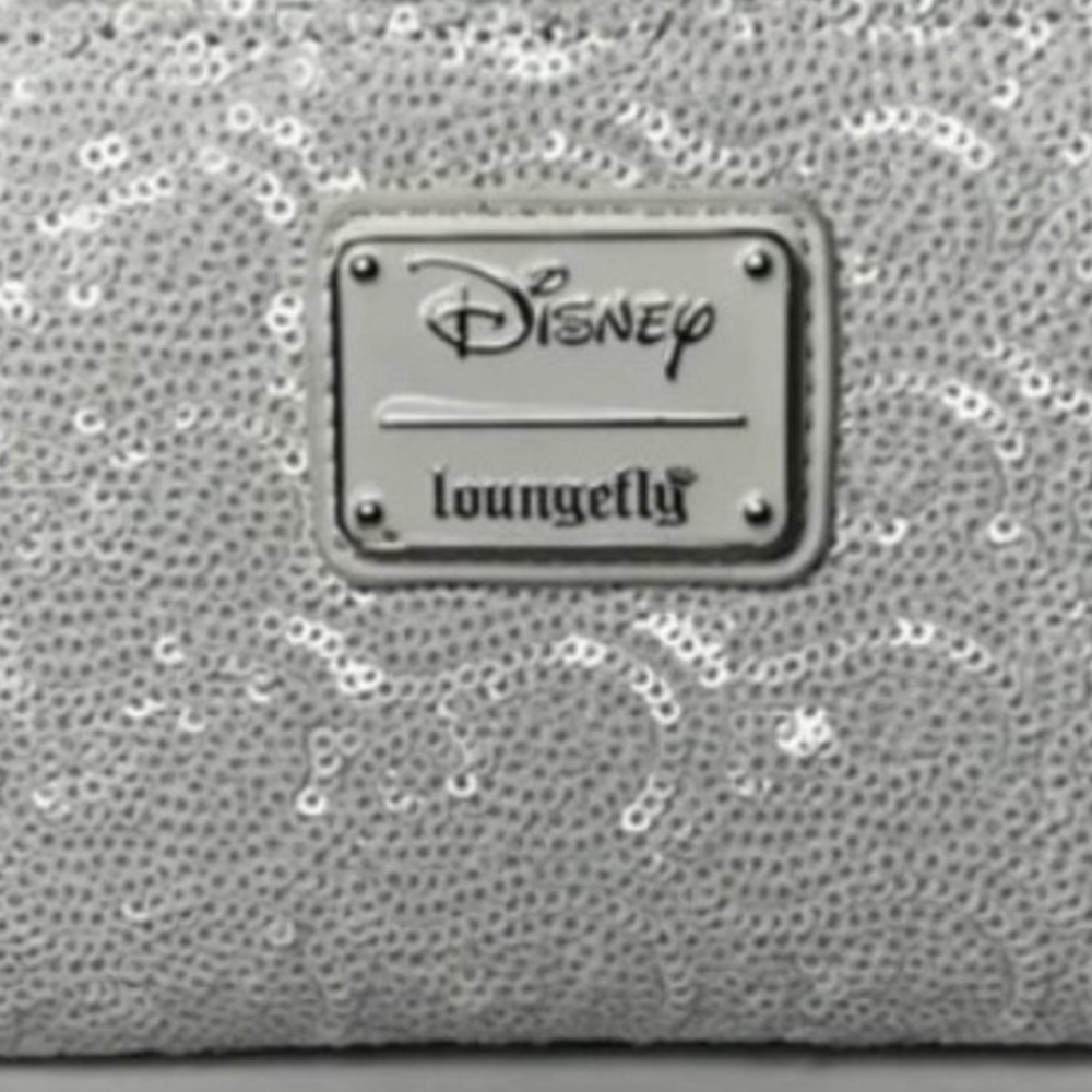 Loungefly White Sequin Minnie Bow Zip-Around Wallet - Picture 3 of 4